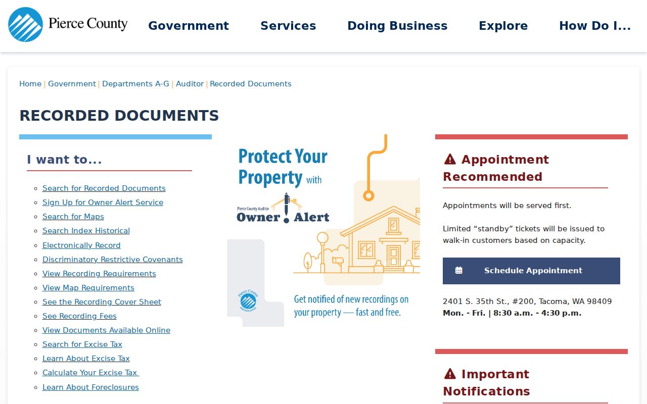 Parkland residents directory Pierce recorded documents page